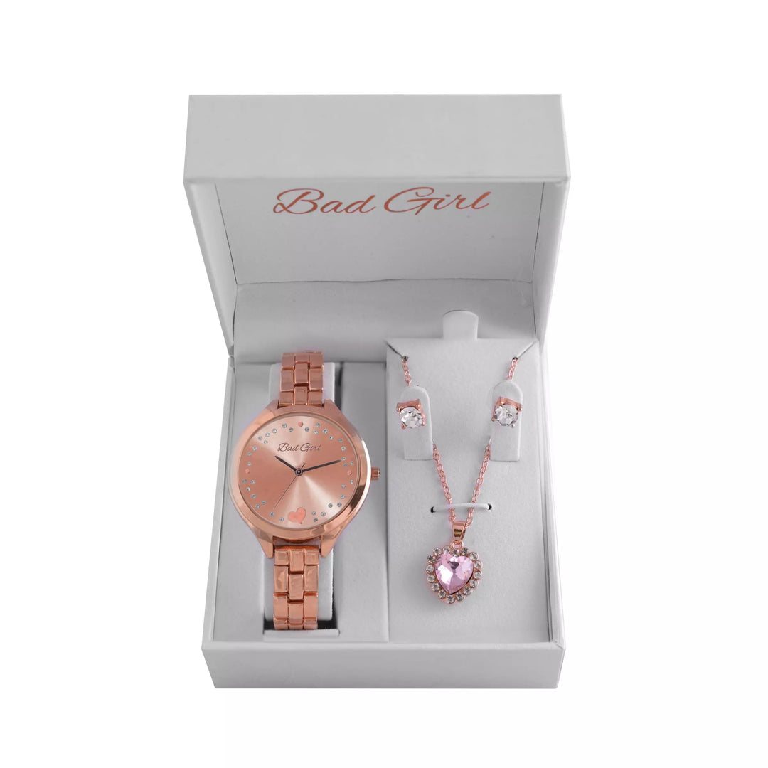 Bad Girl Rose Gold Watch Set