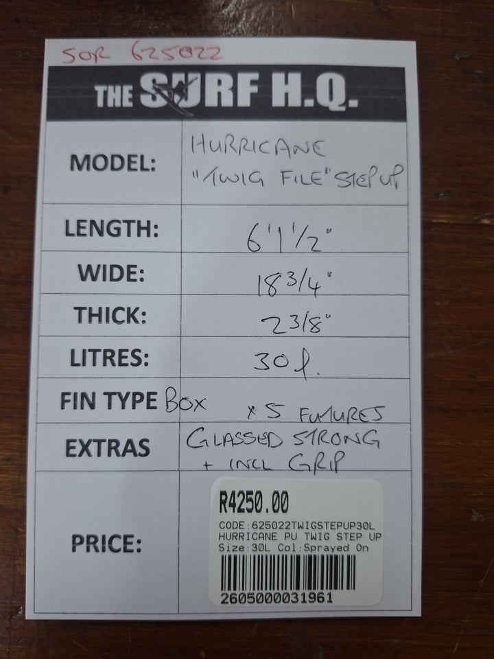 HURRICANE PU TWIG STEP UP 6'1 1/2" X 18 3/4" X 2 3/8" = 30L