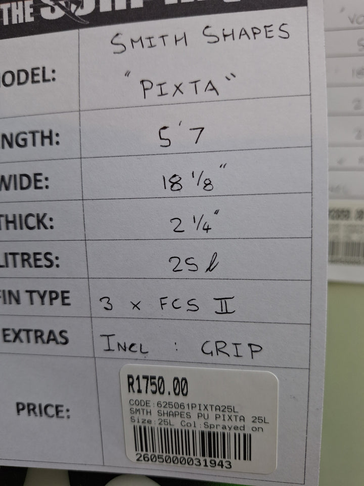 SMTH SHAPES PU PIXTA 5'7 X 18 1/8" X 2 1/4" = 25L