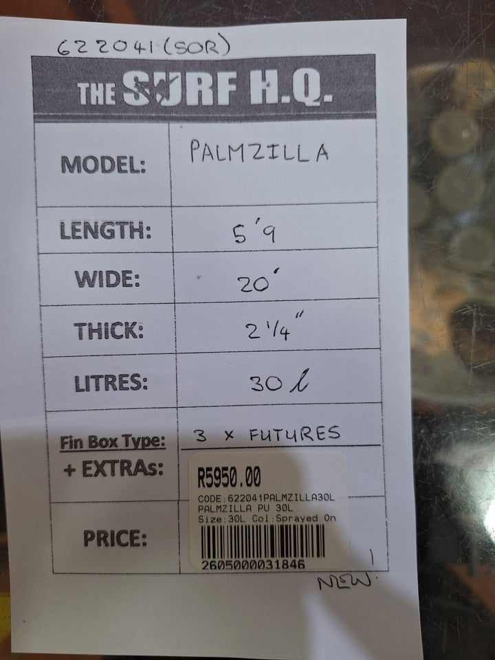 PALMZILLA PU 5'9 X 20" X 2 1/4" = 30L