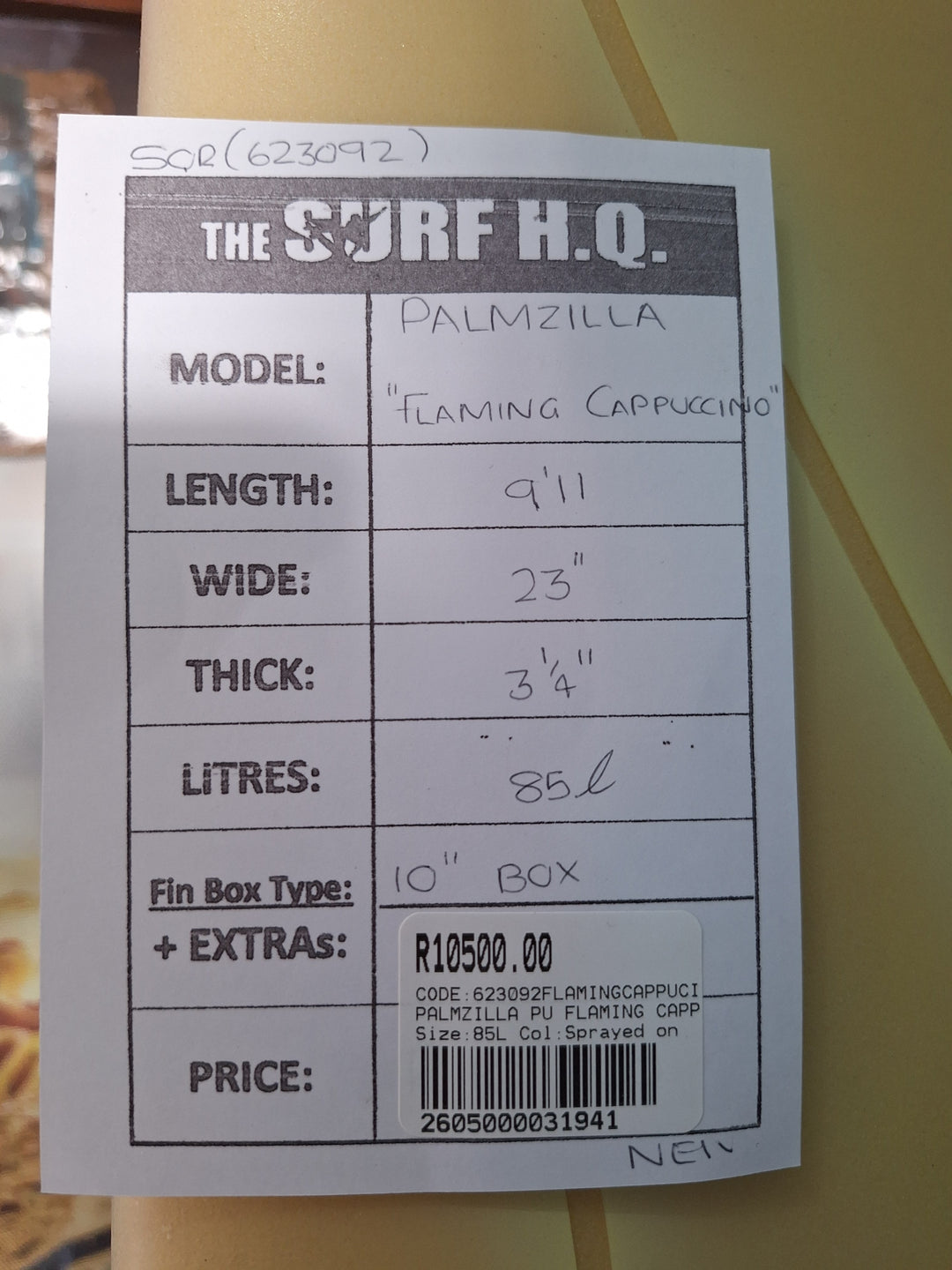 PALMZILLA PU FLAMING CAPPUCINO 9'11 X 23" X 3 1/4" = 85L
